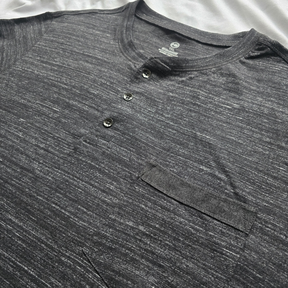 HB Gray Long Sleeve Henley Shirt Big and Tall 1XL NWT DXL